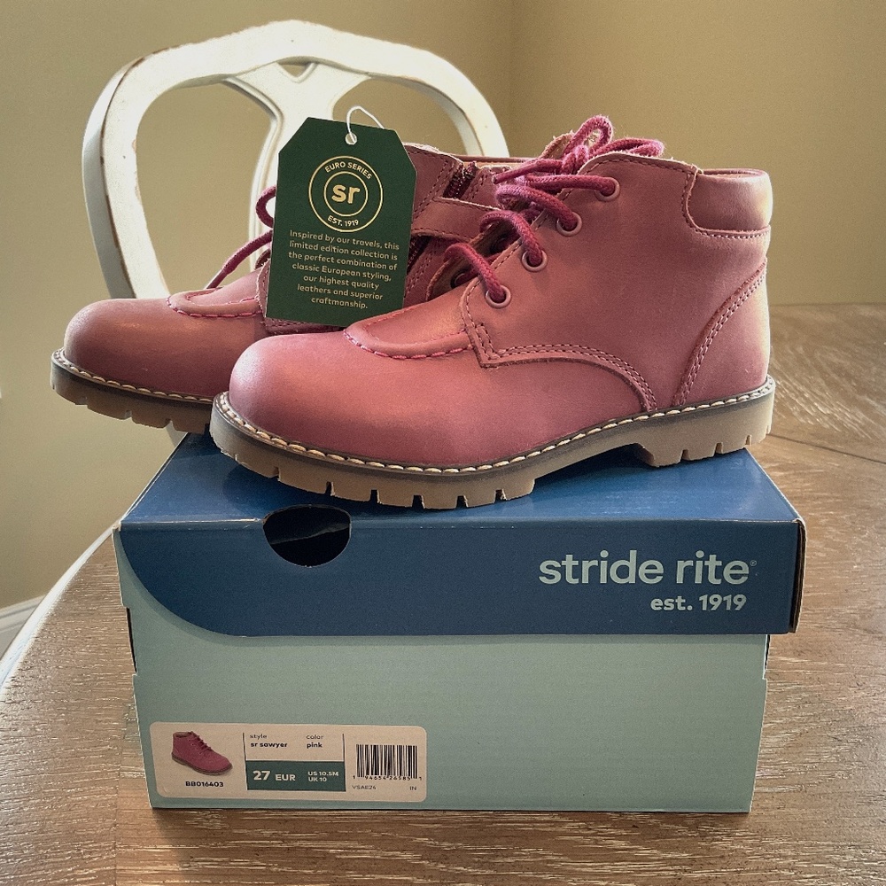 NEW Stride Rite Sawyer Boots Toddler Girl Size 10.5M in Pink